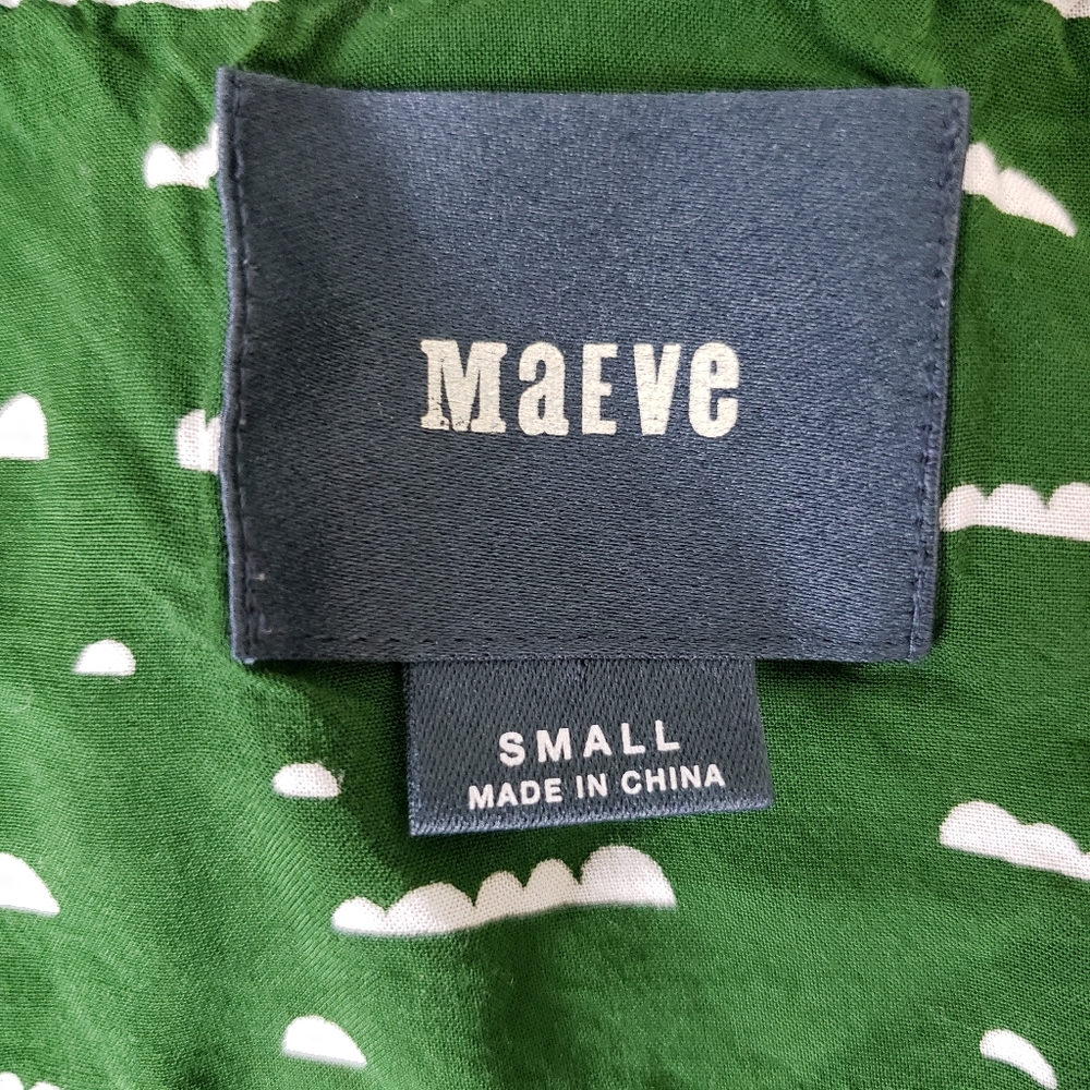 Maeve Green Tie Front top Blouse S kelly green 3/4 sleeves anthropologie hi lo - Picture 5 of 6